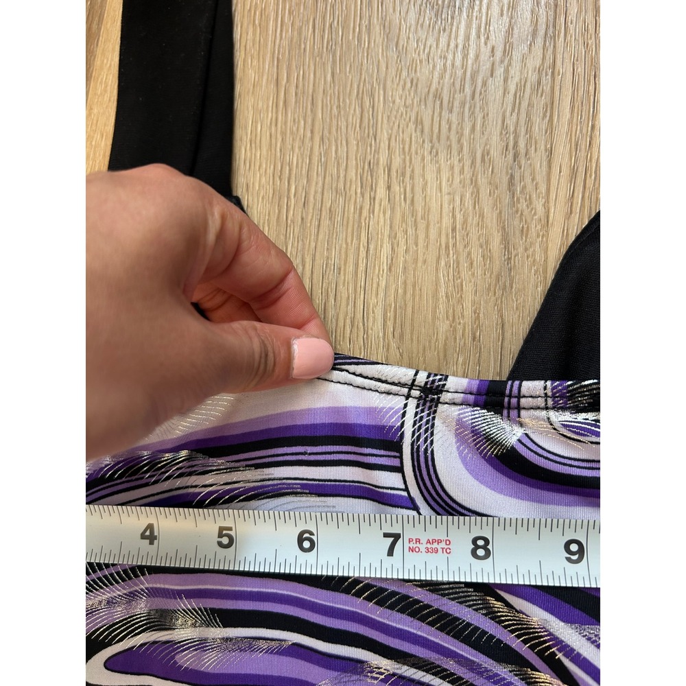 Vintage Y2K Purple Swirl Metallic Rhinestone Buckle Tank Top M party Goingout - Picture 6 of 8